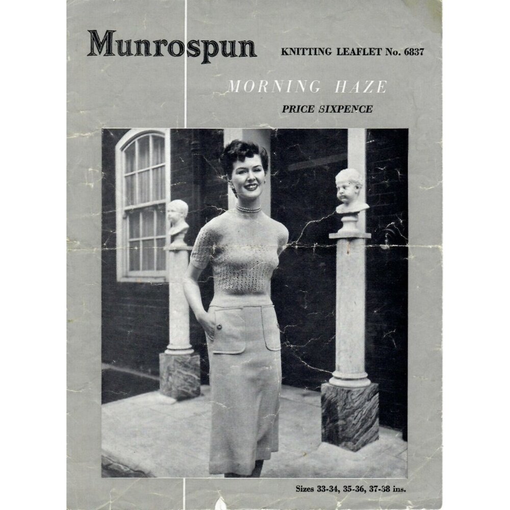1940s Knitting Leaflet Morning Haze Top Pattern Sizes 33-34 35-36 37-38 Inches